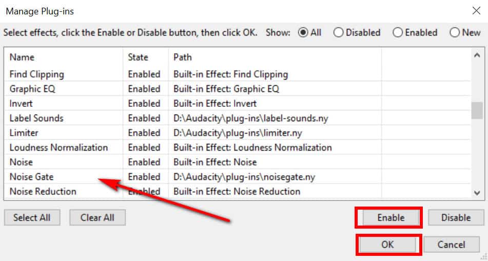 Audacity ruisonderdrukking